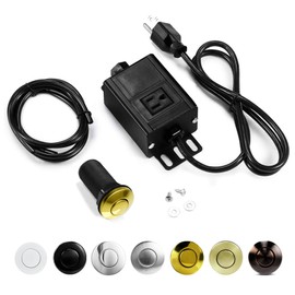 CLEESINK Garbage Disposal Air Switch Kit, Sink Top Waste Disposer On/Off with Aluminum Alloy Power Module, LONG Polished Gold