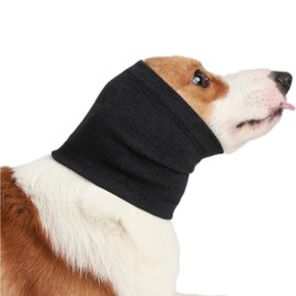 FOMOYU Calming Dog Hoodie - Anxiety Relief and Dog's Ear Muffs Headband Noise Ear Protection for Dogs - Comfortable Pet Headband for Stress Reduction,Black L