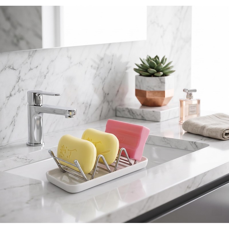 Heavy Weight 3.28oz Soap Dish with Removable Ceramic Drain Tray,