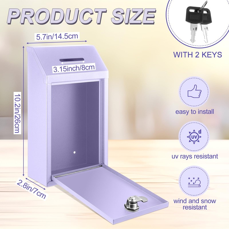 Yaocom Metal Donation Cash Box Collection Safe Suggestion Box with