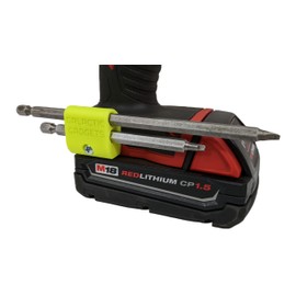 MAGNETIC Bit Holder for Milwaukee M18 Drill - Side Mounted - Strong Magnets - Low Profile Design - Galactic Gadgets (Fluorescent Yellow)