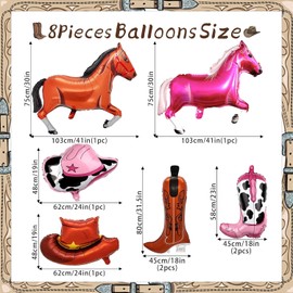 Western Cowgirl Balloons Boot Hat Horse Aluminum Foil Balloons for Birthday, Cowgirl Bachelorette Party, Girls Rodeo Party, Western Party Decoration Supplies