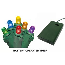 Holiday Time 20 Battery Operated LED multi color Dome Lights 7.5 Ft L Green Wire