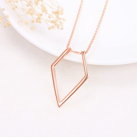 DAOCHONG 925 Sterling Silver Jewellery Open Rhombus Pendant Magic Ring Holder Necklace Wedding Engagement Anniversary Love Gift for Her, Wife, Girlfriend, Fiancée, Sterling Silver