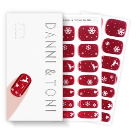 Semi Cured Gel Nail Strips Christmas Reindeer Snowflake Gel Nail Wraps 28 Stickers | Arctic Noel
