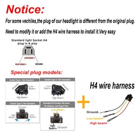 Super Bright 5x7" 7X6" Inch LED Sealed Beam Headlight Compatible with Chevy Express Cargo Van 1500 2500 3500 Ford F650 High Low Beam H6014 / H6052 / H6054 / 6054, H4 Plug Replacement Kit