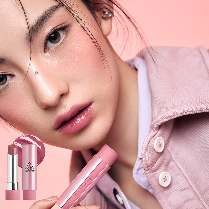 3CE Glazed Lip Glow 3.2g - Pink Tube