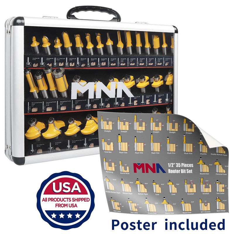 MNA Router Bits 35 Pcs Set, 35 Pieces 1/2 Inch