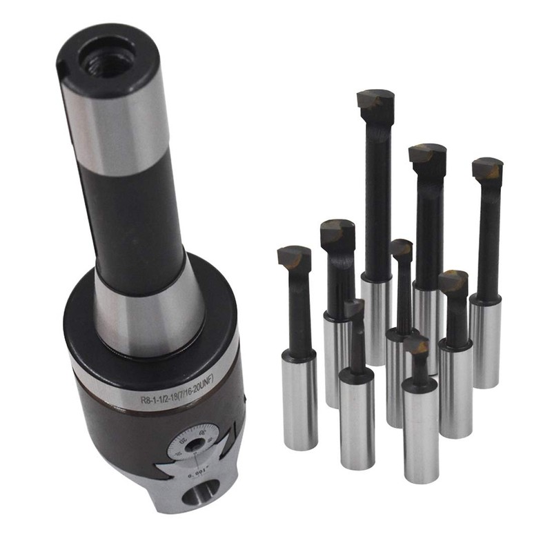 WFLNHB 2 Inch Boring Head R8 Shank 9pcs 1/2 Inch