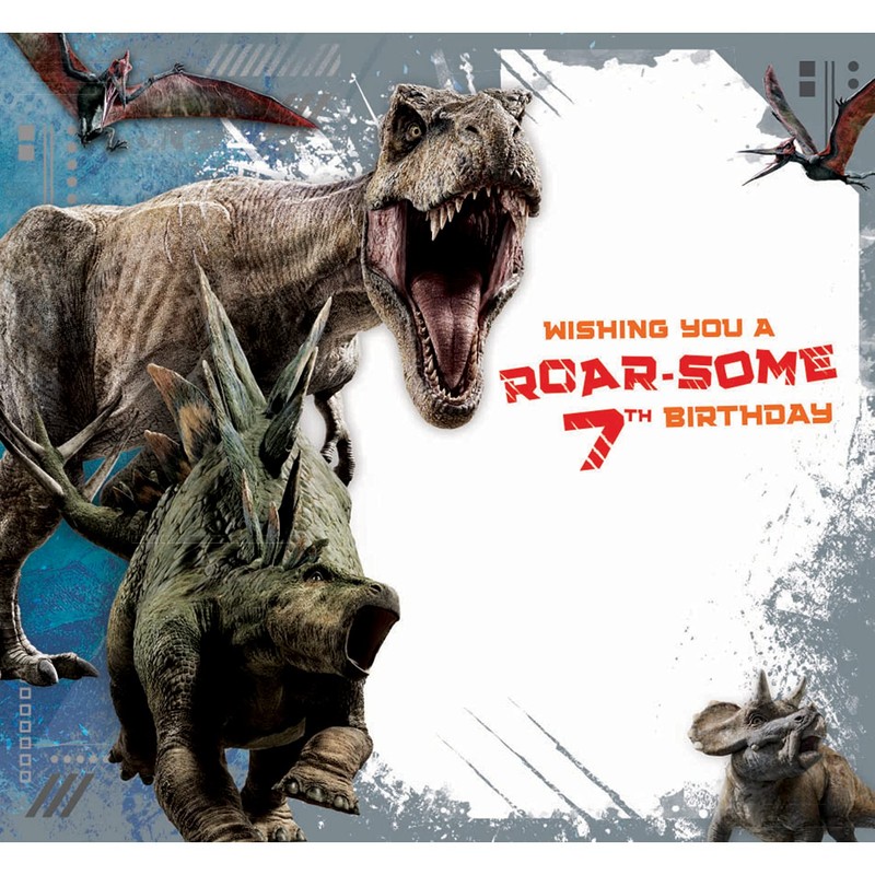 JURASSIC WORLD JW001 Age 7 Birthday Card