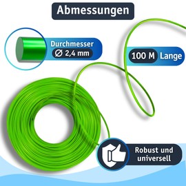 Gardazon Trimmer Line (Round Profile) - Universal Brush Cutter Thread - Mowing Line for Brush Cutter - Replacement Thread for Grass Trimmer - Nylon Thread (2.4 mm)