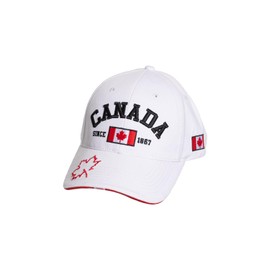 Canada Since 1867 Baseball Hat - Canadian Patriotic Cotton Cap for Men & Women (White)