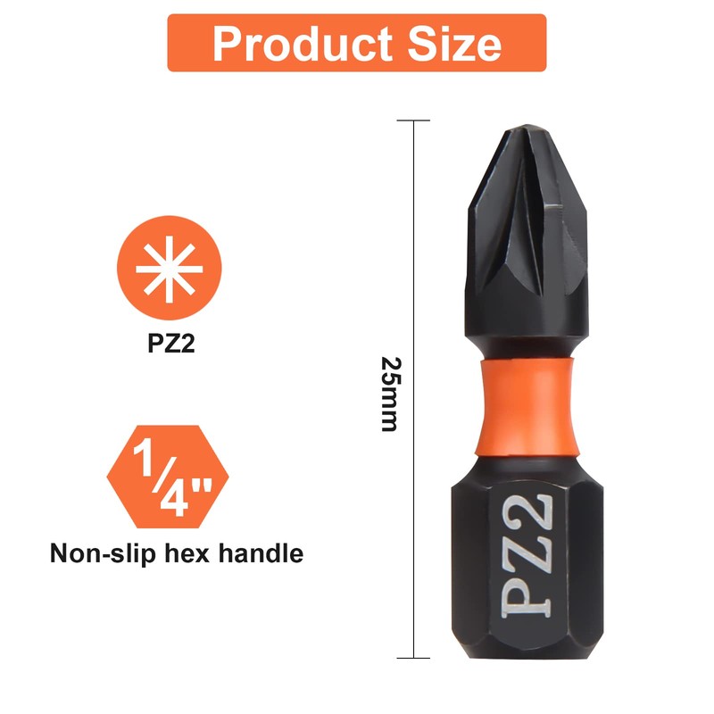 BAIDETS Pro PZ2 Bit Assortment - Screwdriver Bits Set of