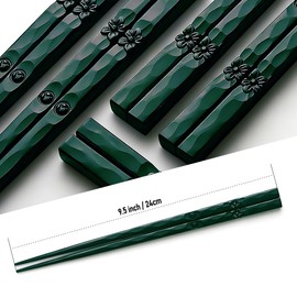 AOOSY 5 Pairs Fibreglass Dishwasher Safe Chopsticks Japanese Style Beautiful Pattern Sushi Non-Slip Chopsticks Alloy Chopsticks Reusable with Gift Box