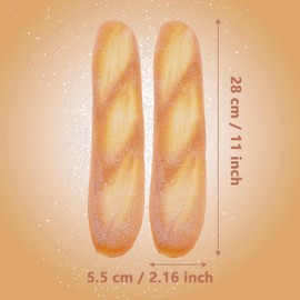 Funzhan 2pcs Artificial Baguette Decoration Fake French Bread Model Lifelike PU Long Loaf Food Display Realistic Pastry Ornament Home Cabinet