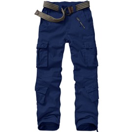 Alfiudad Womens Cargo Pants with Pockets, Women's Casual Military Army Hiking Combat Tactical Work Pants Trousers,Navy Blue,38(US 18)