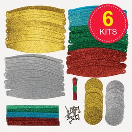 Baker Ross FX700 Christmas Bauble Glitter Decoration Kits - Pack of 6, Christmas Decoration Arts and Crafts for Kids