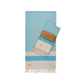 Ruvy Home Basics 2 Pack Turkish Beach Towels – Oversized Quick-Dry Bath Towels (40 x 72 Inches) – 100% Cotton Large Towels for Pool, Yoga, Travel, Camping Essentials, and Bathroom Decor - Turquoise