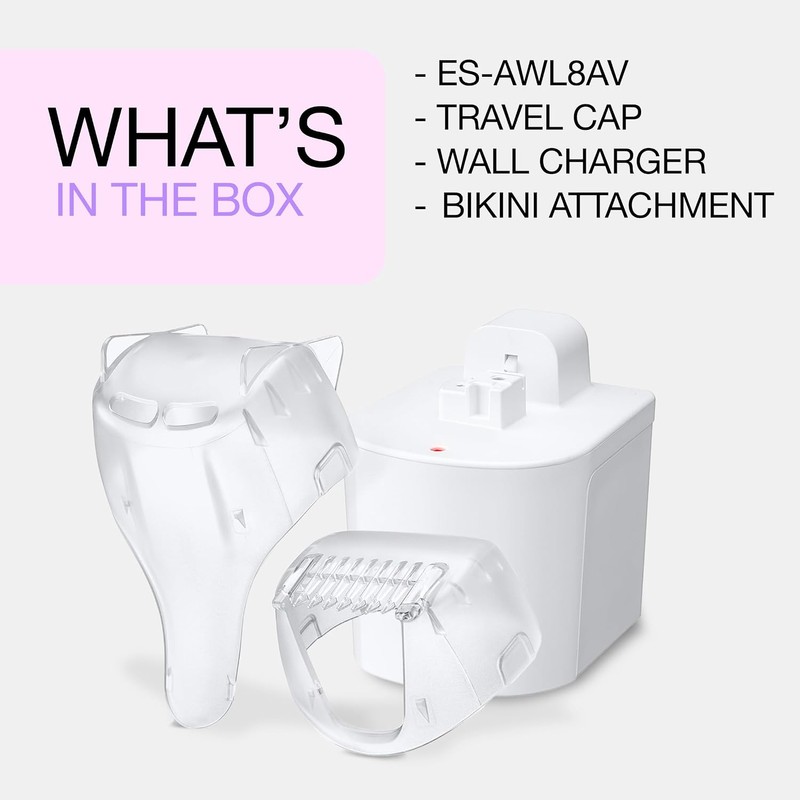 Panasonic Electric Shaver for Women, Cordless 4-Blade Shaver, Bikini Attachment,