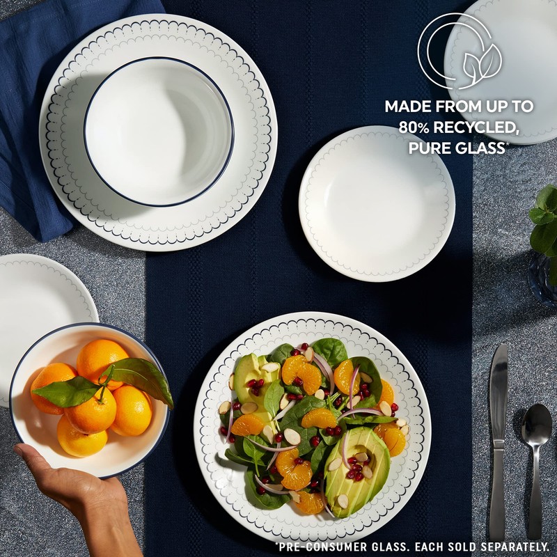 Corelle 6-Piece 10.25" Dinner Round Plates, Vitrelle Triple Layer Glass,