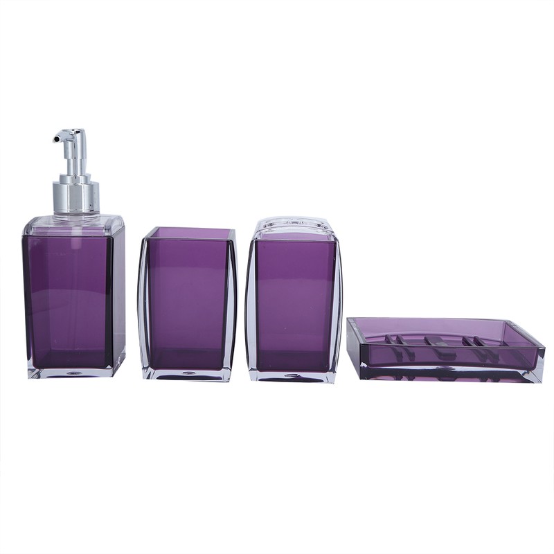 4Pcs/Set Acrylic Bathroom Accessory Set Toothbrush Soap Dish Holder for