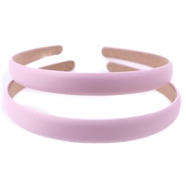 Mytoptrendz 2 Pcs Headbands 1.5cm Satin Matte Fabric Curved Plastic Alice Band Hair Band Headband No Teeth for Women Girls (Pink)