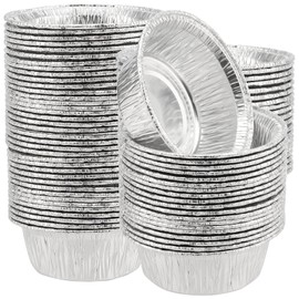 MUKCHAP 100 Pack Foil Pie Dish, 12x8.8x4.5cm Round Aluminum Foil Pie Tray Cases, Tin Foil Bowl Pan for Kitchen Baking, BBQ, Camping