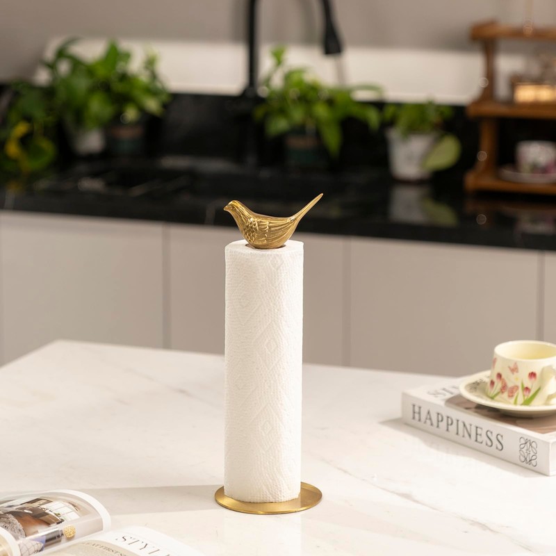 Luxurious Gold Paper Towel Holder Countertop，Brass Paper Towel Holder for