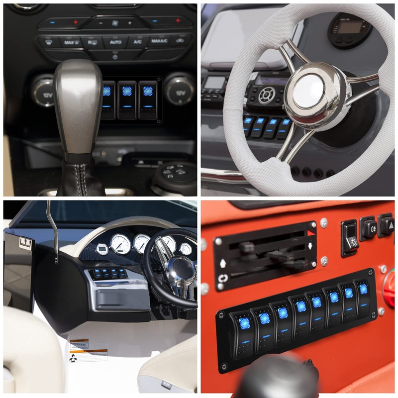 MIIGII Switch Panel, 2 Gang Rocker Toggle Switch Aluminum Housing