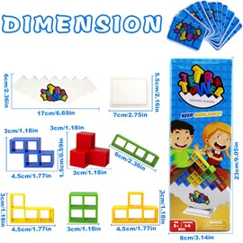 Yoirzit Tetris Tower, Tetra Tower Game Rocking Stack High Children's Balance Toy Stacking Blocks, Stacking Toy for Children and Adults, Tetra Balance Game for Family Games, Parties, Travel