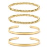 XIJIN 4Pcs Gold Beaded Bracelets Set 18K Gold Plated Stainless