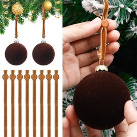 Daifunli 100 Pcs Christmas Anchor Velvet Ornament Strings Adjustable Ornament Hooks Non Slip Hangers Hooks Tree Anchor for Christmas Tree Decorations(Brown)
