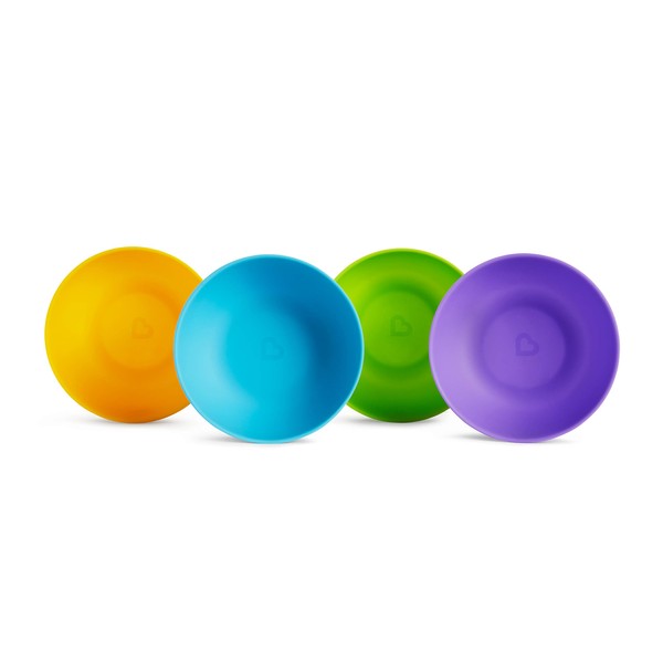 Munchkin 4-Pack Multi-Color Bowls Bundle with 6-Pack Soft Tip Infant Spoons