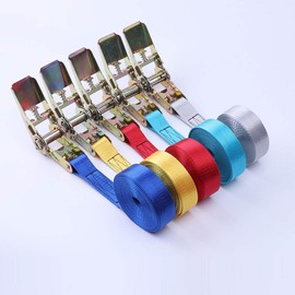 1-10M Ratchet Tie Down Lashing Strap with Metal Buckle 6 Colors Heavy Duty Tensioning Belt Ratchet Straps 852kg Red/ Yellow/ Blue/ ArmyGreen/ Black/ Grey