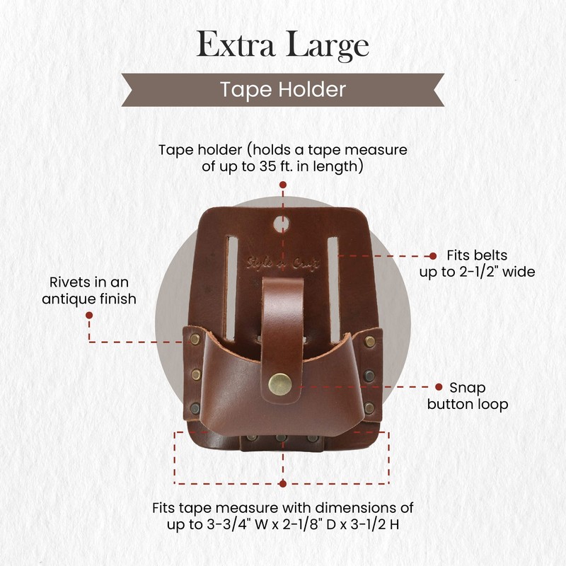 Style n Craft Extra Large Tape Holder, Full-Grain Leather Tool
