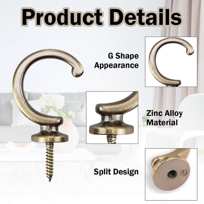 4 PCS Curtain Tie Backs Hooks Vintage Metal Curtain Holdbacks