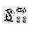 4 x 'Umbrella Penguin & Hearts' Temporary Tattoos - Water