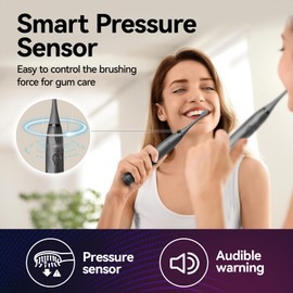 SEAGO Electric Toothbrush with 8 Soft Bristle Heads for Adults, Pressure Sensor, 5 Modes with 2 Minutes Build in Smart Timer, Rechargeable Travel Toothbrush with Brush Hold and Travel Case(2752Black)