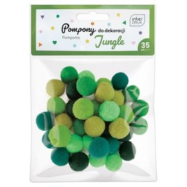 Interdruk - Pompom per l'Artigianato - Confezione da 35 in 6 Colori Diversi - Diametro 18 mm - Set Jungle