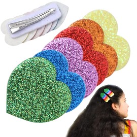 Girls Hair Clips, Glitter Rainbow hairclips,Girls hair accessory, kids Baby Hair Clips Lovely. (Heart)
