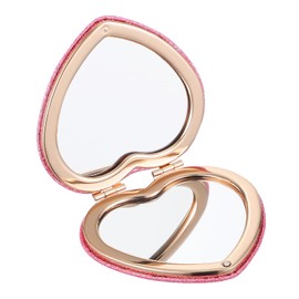 PACKOVE Heart Shape Folding Makeup Mirror Double-Sided Compact Mirror for Women Portable Travel Accessory with Magnetic Closure for Purse Daily Use
