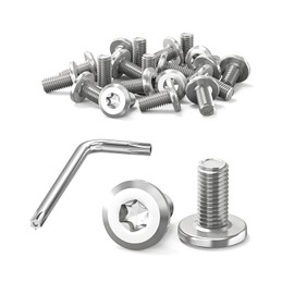 Wavanta 20 Pcs M6 Bolts, M6 x 12mm Flat Head Torx Bolts Screws, Furniture Screws, 304 Stainless Steel, Full Thread, with Torx Key
