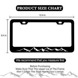 Mountains License Plate Frame - Mountain Raised Aluminum Metal License Plate Frames Holder, Rust-Proof Waterproof Car Decorative Tag Frames for Standard US 12x6 Inch