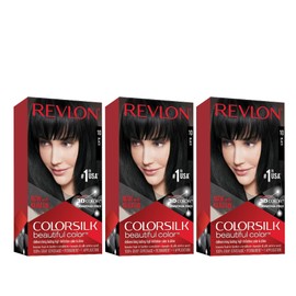 Permanent Hair Color by Revlon, Permanent Hair Dye, Colorsilk with 100% Gray Coverage, Ammonia-Free, Keratin and Amino Acids, 10 Black, 4.4 Oz (Pack of 1)