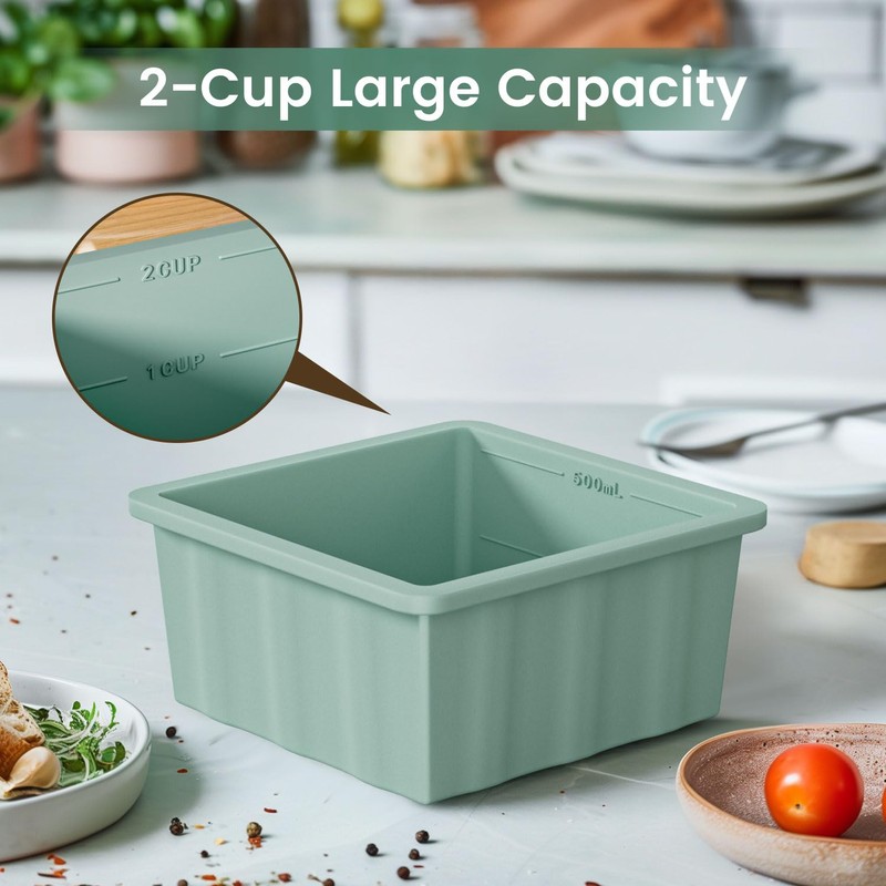 Silicone Freezer Tray for Soup Ice Cubes: 2-Cup Freezing Trays