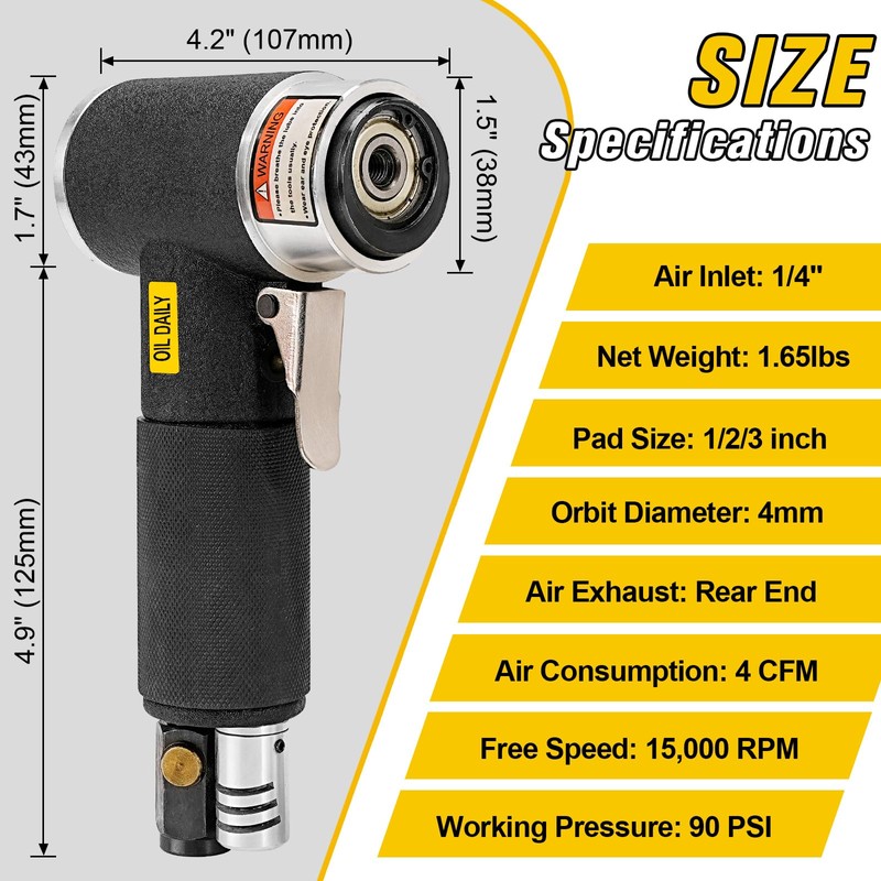 Mini Orbital Air Sander 2inch 3inch Disc Pad Power Dual
