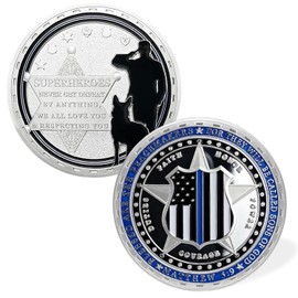 Thin Blue Line Police Dog K9 Military Challenge Coin Police Officer Gifts