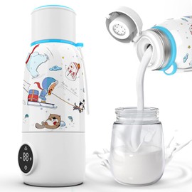 BEGUKO Portable Bottle Warmer, Travel Formula Milk Warmer for Baby, 17oz Water Warmer On The Go with 3min-Rapid-Heat Fast Charge Cordless Formula Warmer Temp Control Baby Travel Essential Xams Gift