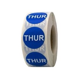 Blue Thursday Circle Dot Stickers, 3/4 Inch Round, 500 Adhesive Labels on a Roll for Scheduling, Organization, Task Management, and Inventory - Made in The USA