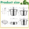 Sawysine Stainless Steel Pasta Pot 6-Piece 10 Quart Cooker Steamer